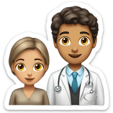 Jewish girl with ophthalmologist tanned skin Arabic boy sticker