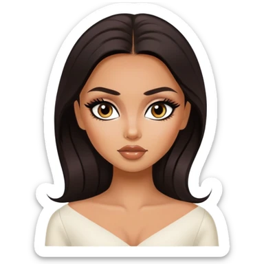 russian features, dark hair, beauty,  hair, tan skin,  eyes, pretty eyes, black eyeliner, pretty bratz baddie sticker