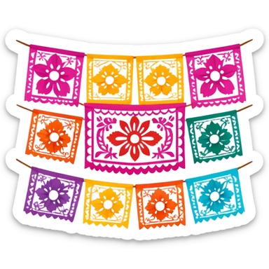 colorful papel picado Mexican banner decoration sticker