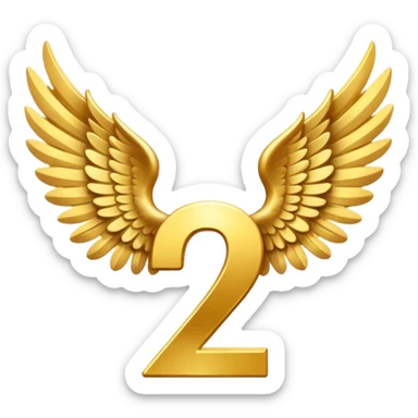 2st place award number decorated with golden angel  wings  sticker