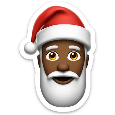 a black man with ultra big jawline and a christmas hat sticker