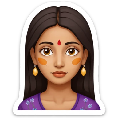 make an emoticon of a woman that has gel-like under eye patches of skincare of transparent color and make the woman slighlty indian, please remove the earrings anf the bindi  sticker