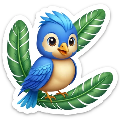 smiling blue bird with tropical features, inspired by Rio sticker