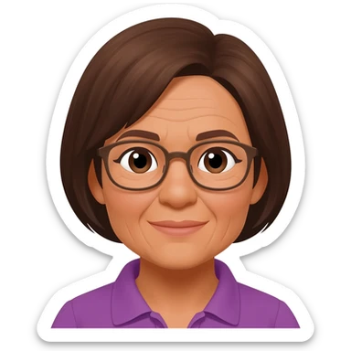 grandma, short hair, tan, brown hair, glasses, filipina sticker