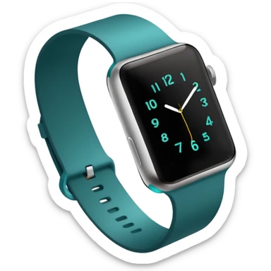 a teal fitbit band and an black apple watch lying flat in the style of an ios emoji  sticker