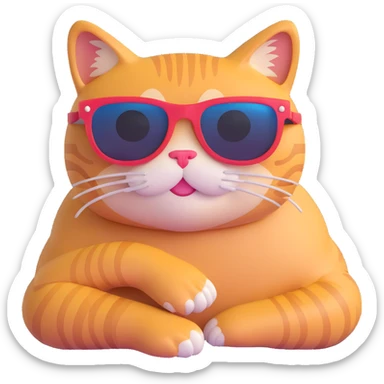 cat lounging with sunglasses, weekend vibes sticker