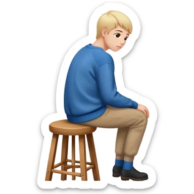 a person sitting on stool with backs turned

 sticker