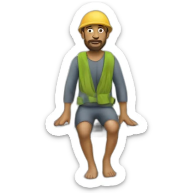 a homeless man in swimmer suit living a bridge sticker