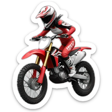 Motocross lady wheelie honda red sticker