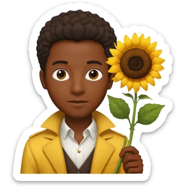 black man god with sunflower, scepter sticker