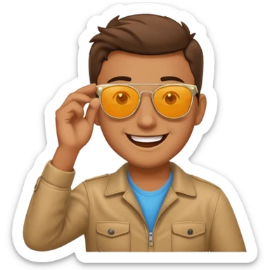 A guys taking of his sun glasses in a emoji like this 😎 sticker