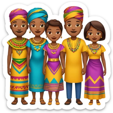 African parents in African attires, family group, emoji style sticker