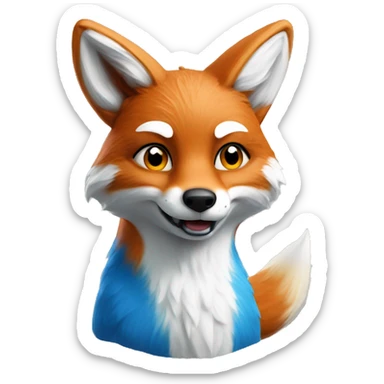 fox with blue/white fur they say hi sticker