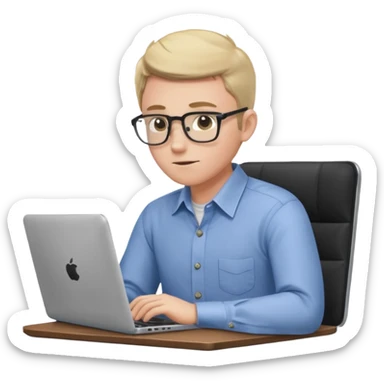 aktien experte er sitz am laptop und verdient durchs traden geld sticker