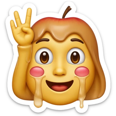 emoji of a melting face giving a salute, combining essence of saluting face and melting face, apple emoji style sticker