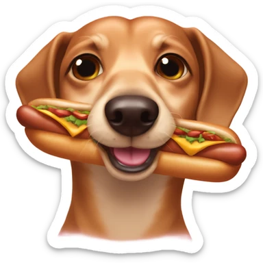 weiner dog in a hot dog bun sticker