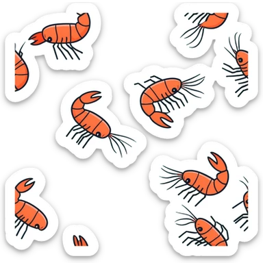Shrimp running out of a explosion sticker