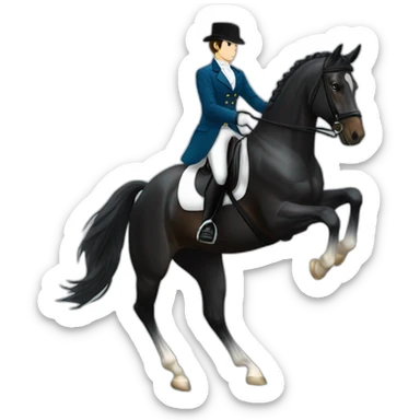 blue blazer rider black dressage horse sticker