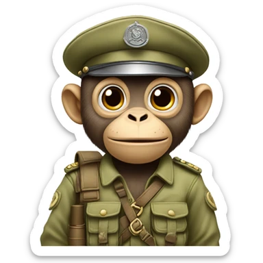 Monkey pretending to be a ￼ soldier ￼ sticker
