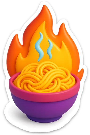 fiamma di metabolismo con bowl di pasta 3d sticker