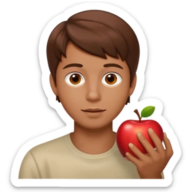 I want you to create an emoji of a SPANISH sergeant,  He should be a young guy with brown hair, brown eyes, his skin color like he’s tan and he’s eating an apple  sticker