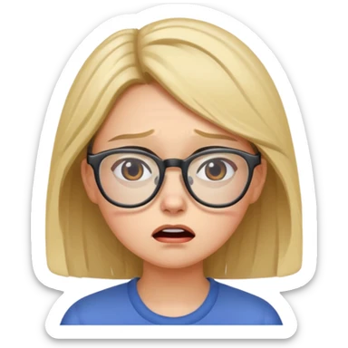 a young lady going crazy not having any work... wearing glasses sticker