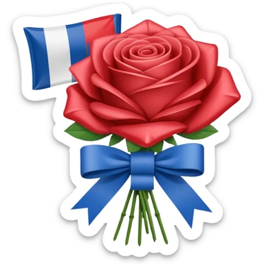 SPAM MEAT rose bouquet wrapped in french flag and bow sticker
