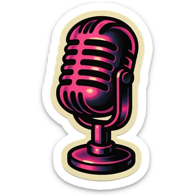 retro sticker style album cover with a stylized microphone, black and pink color scheme, bold outlines, and a pop music theme, inspired by BLACKPINK sticker