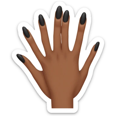 Brown girl hands with almond shaped manicure with black French tips sticker