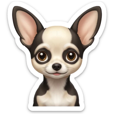 White and black Chihuahua - tiny, skinny and big ears sticker