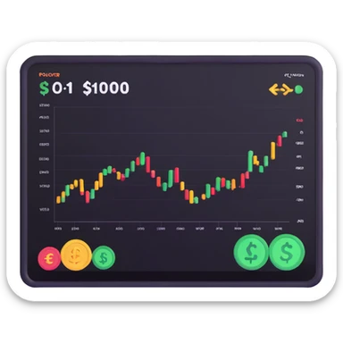 price analysis dashboard with euro dollar pound yen currency symbols sticker