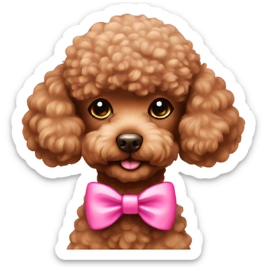 brown toy poodle with pink bow sticker
