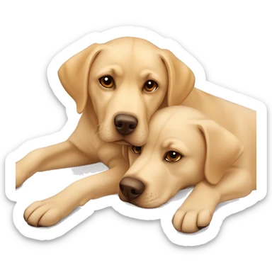 Blonde Labrador and brown Labrador lying on each other sticker