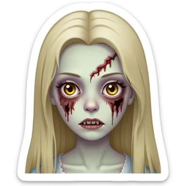 zombie girl with long straight dark blonde hair and beautiful eyelashes sticker