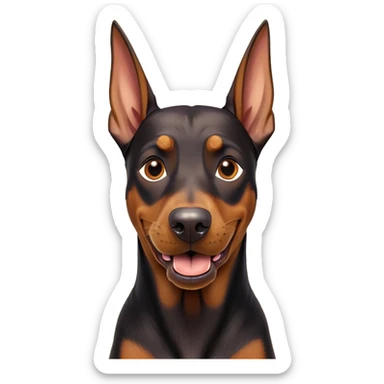 cinematic-comical-doberman-portrait-emoji,-head-tilted-dramatically-with-an-exaggeratedly-amused-expression,-featuring-a-vibrant-black and tan-fur-with-a-lively-sheen,-wide,-expressive-brown-eyes-filled-with-playful-disbelief sticker