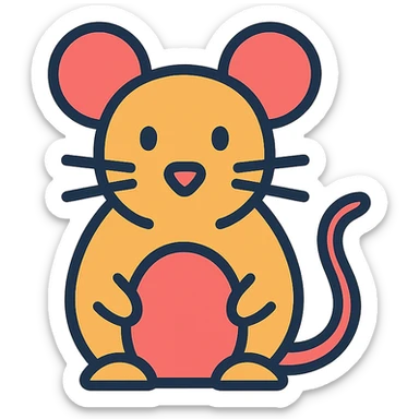 mouse, color outlined icon style, black outlines with subtle color fills, modern and playful sticker