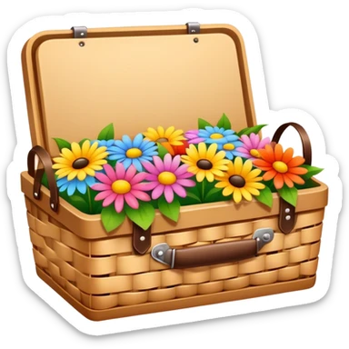 picnic basket with flowers inside sticker