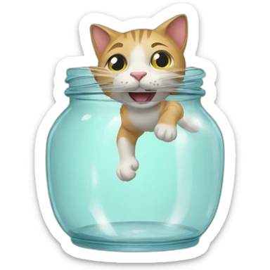 Cat escaping a glass jar sticker