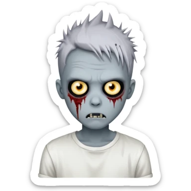 zombie boy with spiky emo hair and white shirt sticker