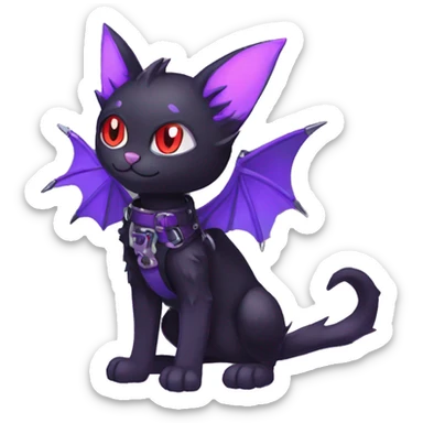 cool edgy black punk purple red ethereal fantasy nargacuga-bat-cat-Fakemon collar harness full body sticker