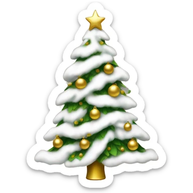 Christmas tree with white and gold decorations sticker