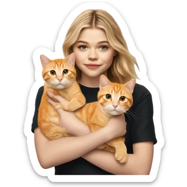Chloe grace moretz holding two orange cats sticker