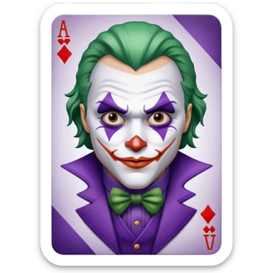 Glitter Purple and White Joker Gangster Card sticker