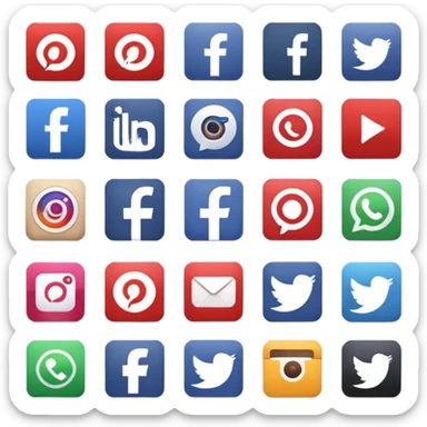Socail media sauare emoji style icons 
Creat the quadrant with the logos of F.B, X, Trustpilot, Instagram, Youtube, Linkedineach icon is ther only ones, asme size, only icons of the social media that I mentioned only 6 icons and only of the companies that I mentioned sticker