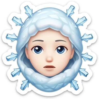 Shivering face with ice crystals, very cold sticker