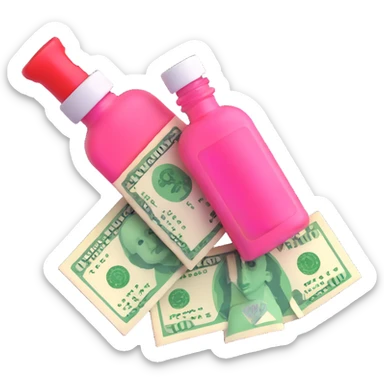 price tag with a few dollar bills and a bottle of nail polish sticker