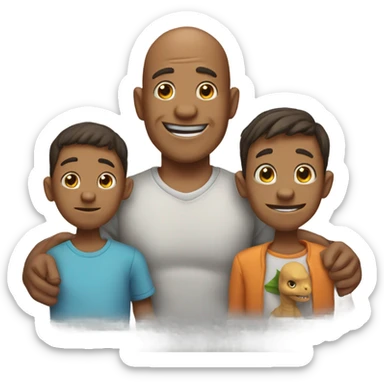 dinosaur bald father and 3 sons sticker