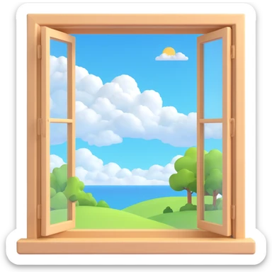 a big full width/height window with a idyllic scenery skylight and clouds visible sticker