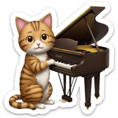 chat qui joue du piano sticker