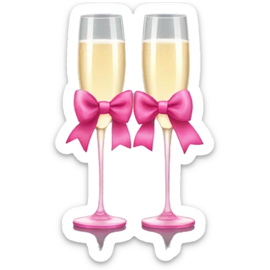 2 champagne glasses with pink bows on them sticker